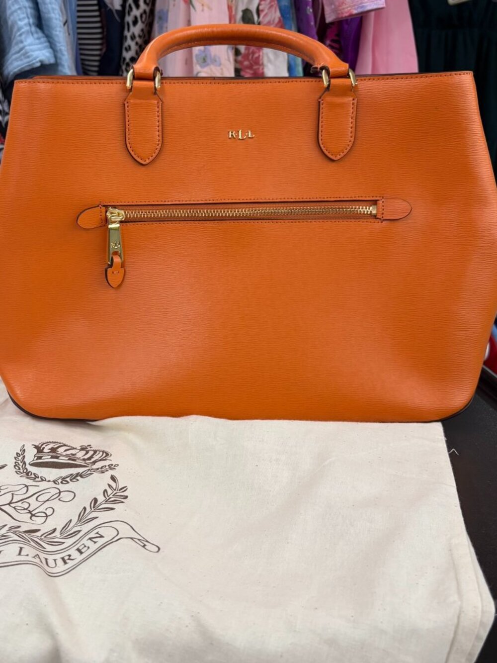 orange Lauren Ralph Lauren Newbury Sabine Satchel